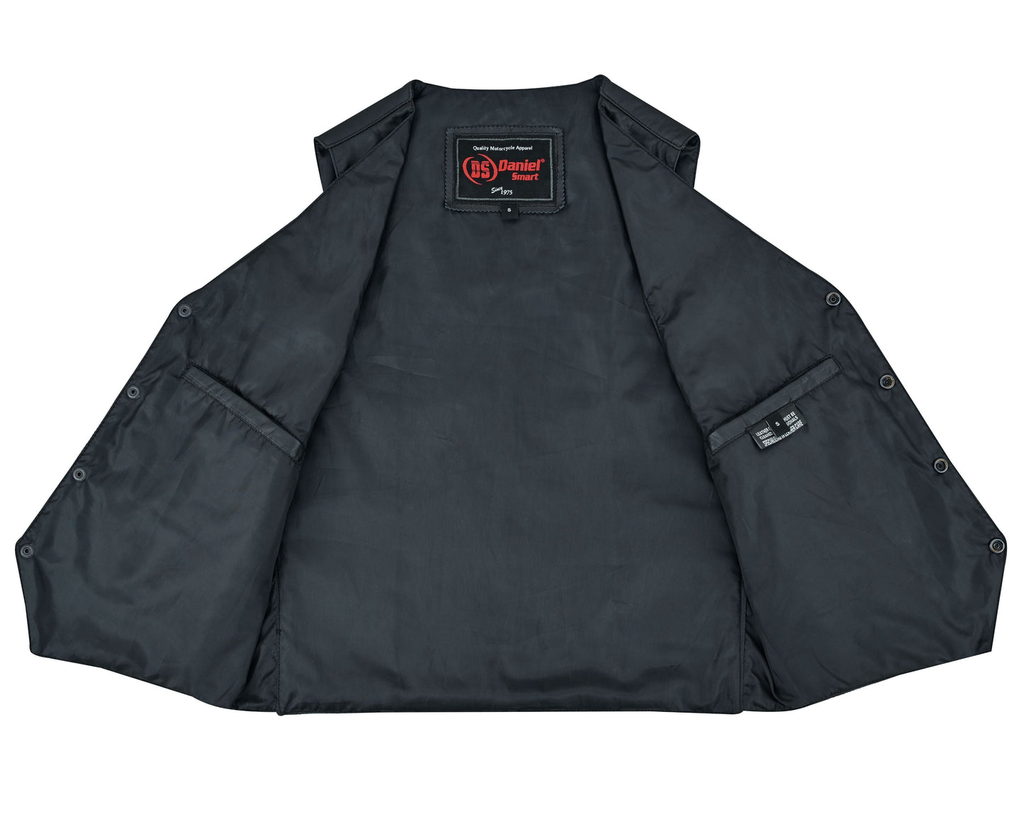 DS Men's Traditional Light Weight Black Leather Motorcycle Vest