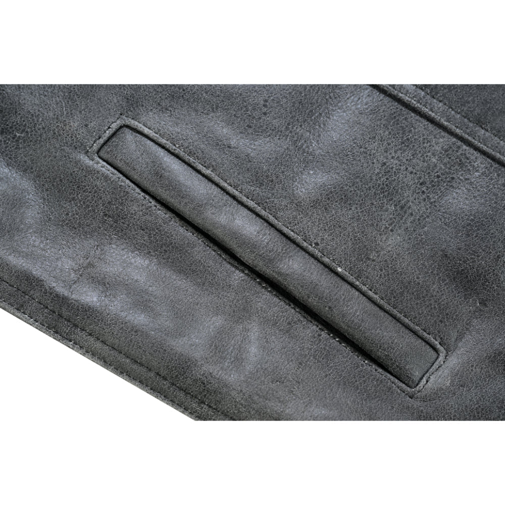 DS Men's Distressed Gray Cowhide Leather  Motorcycle Vest