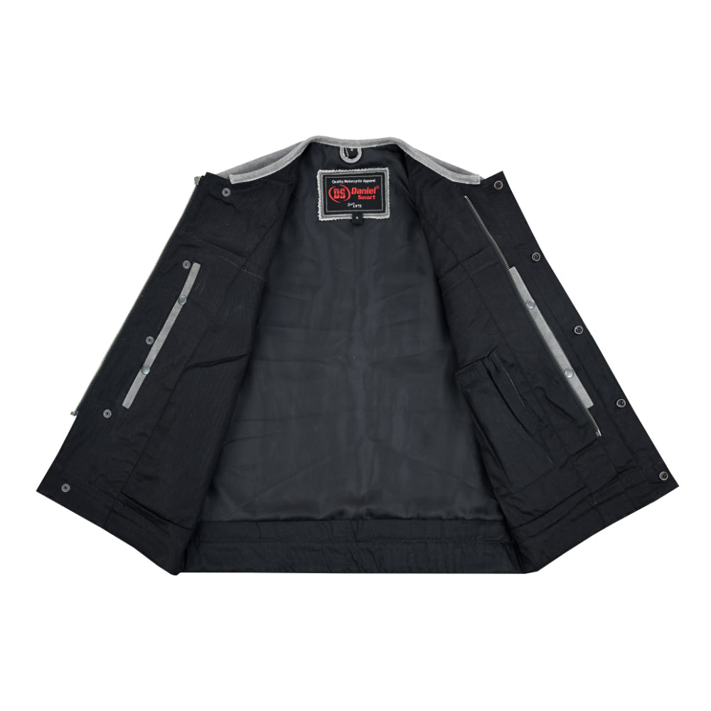 DS Men's Distressed Gray Cowhide Leather  Motorcycle Vest