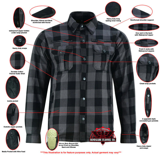 Infographic Alpha Checkered Plaid Gray / Black Flannel Shirt