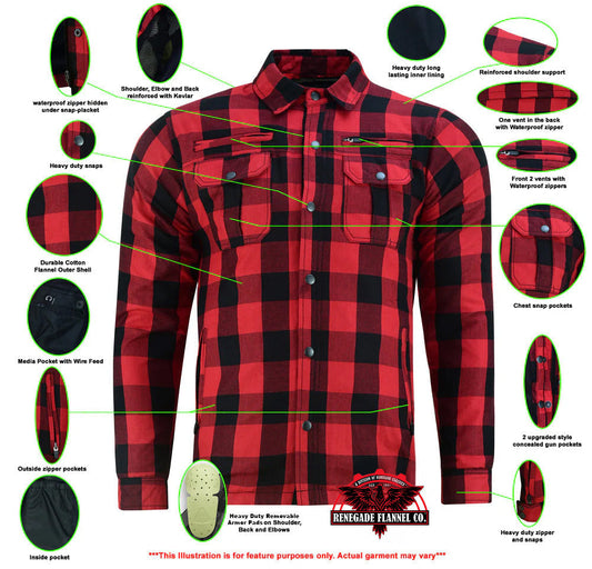 Infograhic Alpha Checkered - Red / Black Plaid Flannel Armored Shirt
