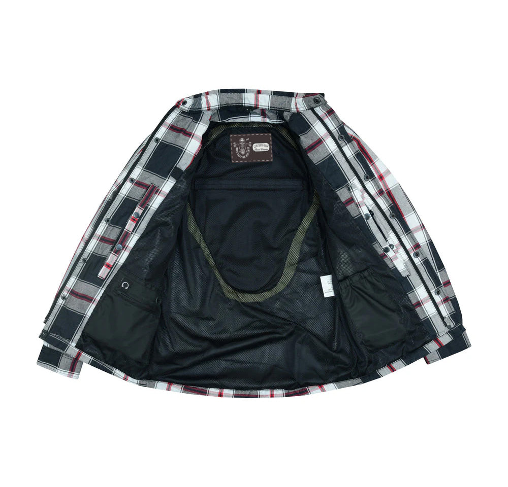 Liner Alpha Checkered - White & Red Black Flannel Padded Shirt