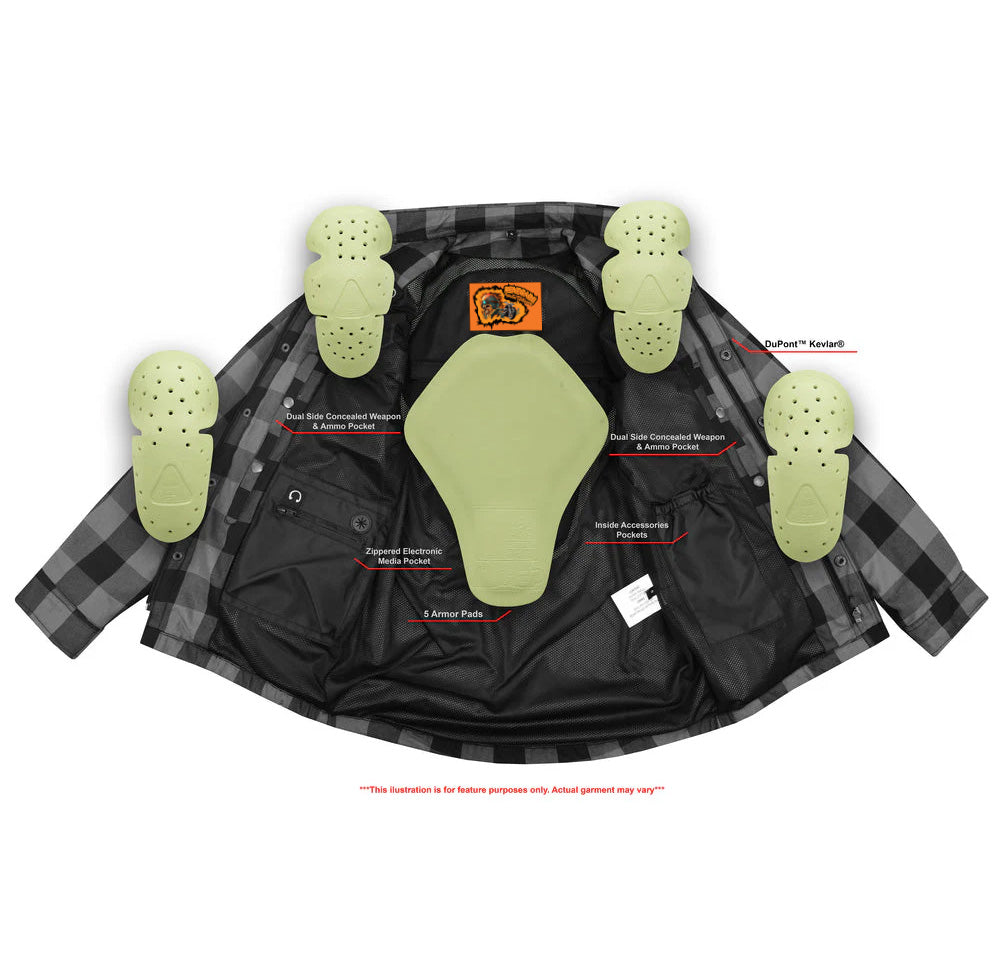 Armorer Padding Alpha Checkered Black and Orange Flannel Shirt