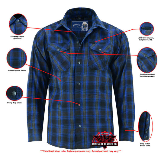 Infographic DS Flannel Shirt - Daze Blue and Black