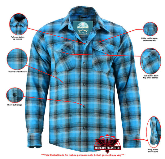 Infographic DS Flannel Shirt - Blue and Black Shaded