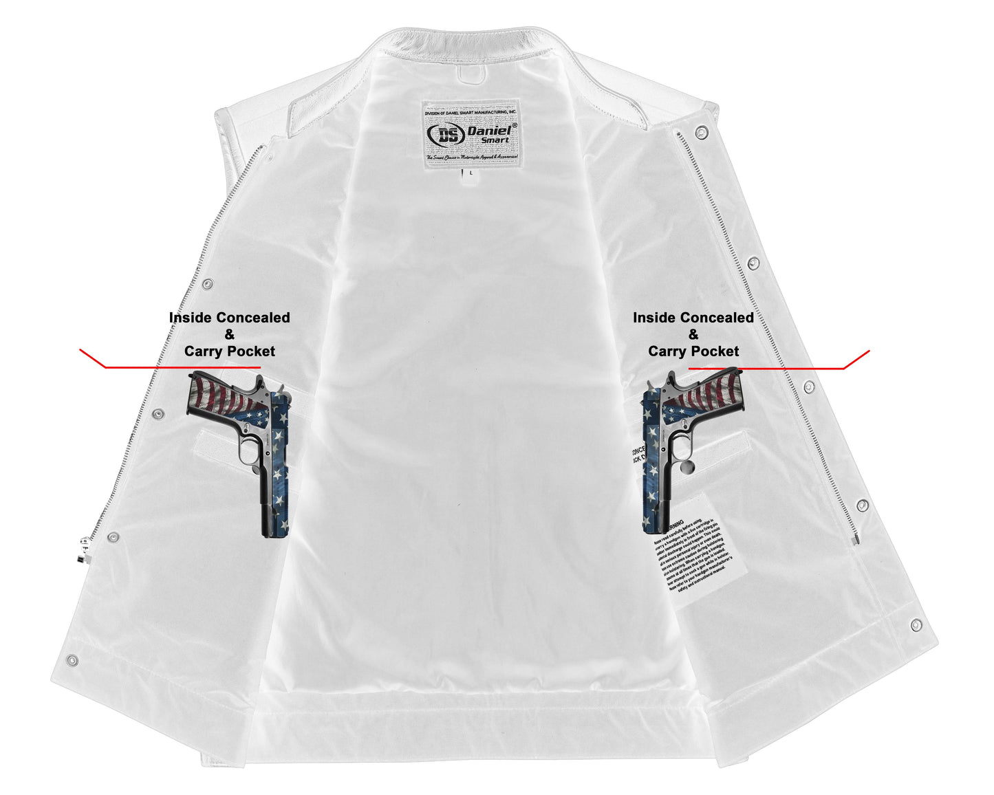 DS Canvas Material Single Back Panel Concealment Vest W/Leather Tr