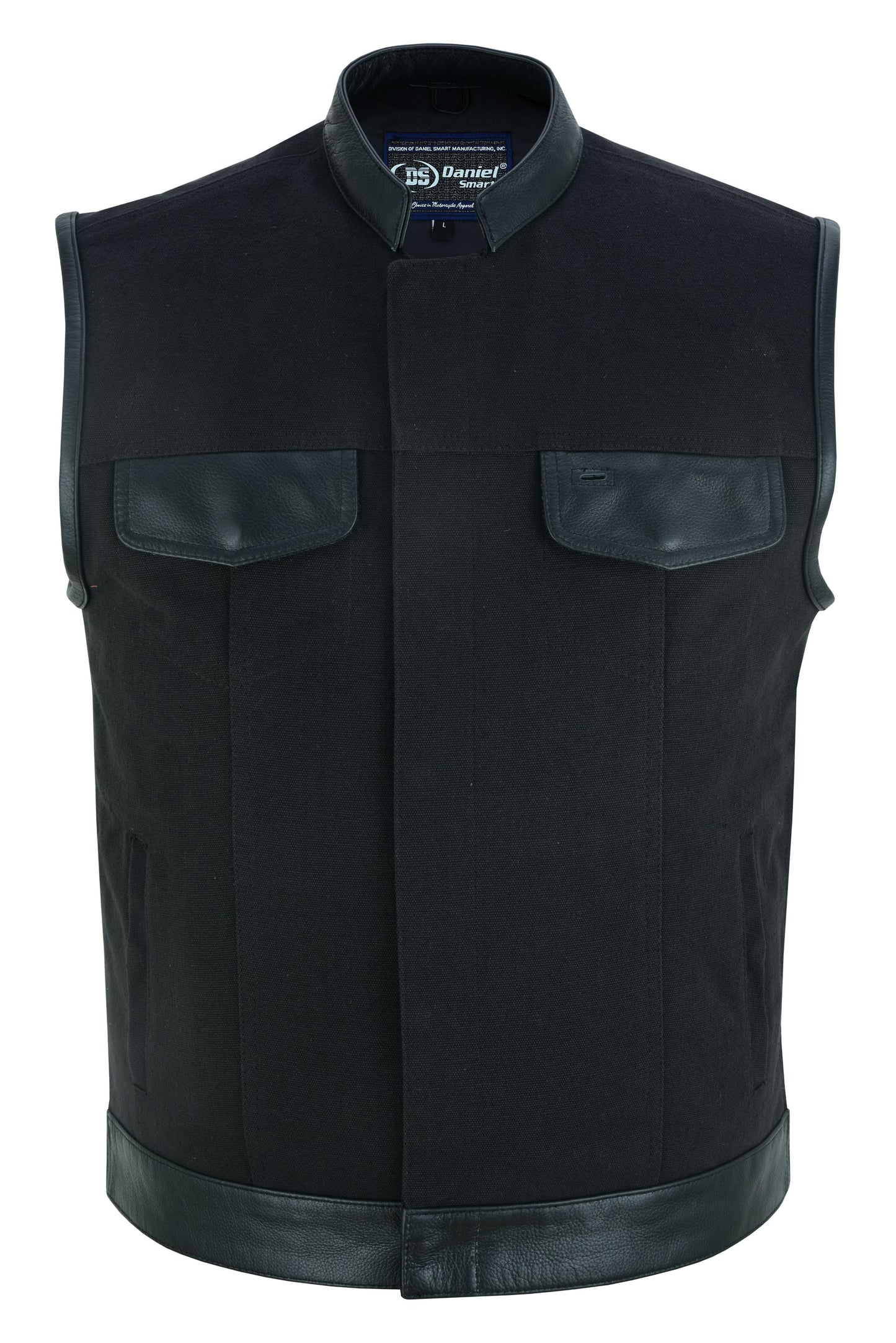 DS Canvas Material Single Back Panel Concealment Vest W/Leather Tr
