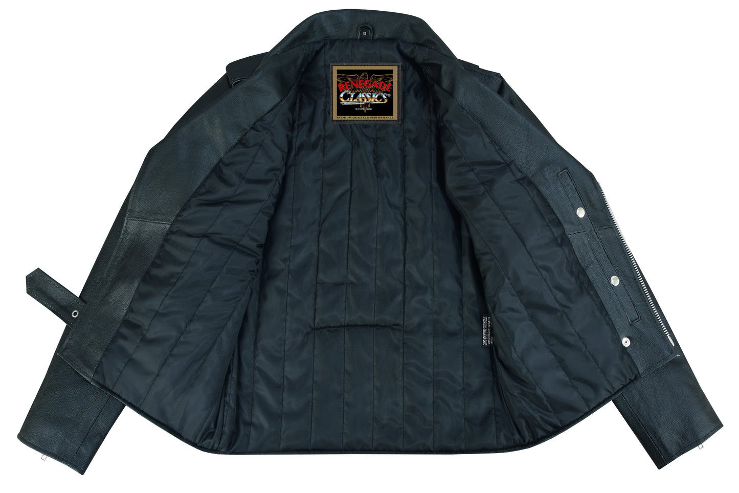 Liner Dawn Rider Men’s Premium Black Leather Motorcycle Jacket