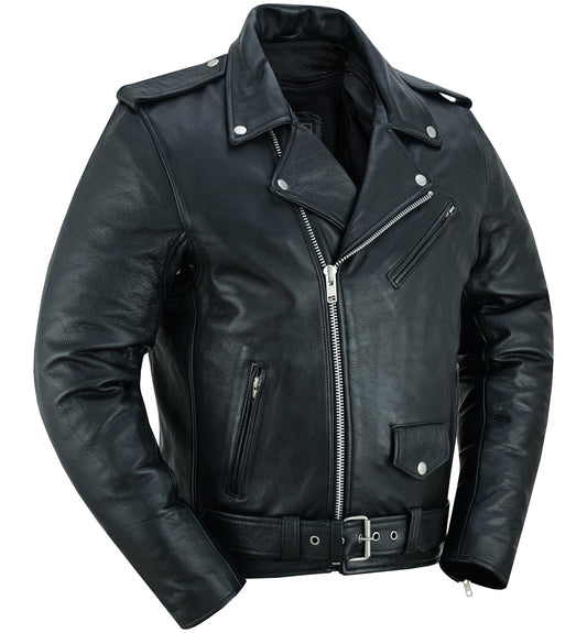 Men's Premium Classic Plain Side Police Style Jacket - Black