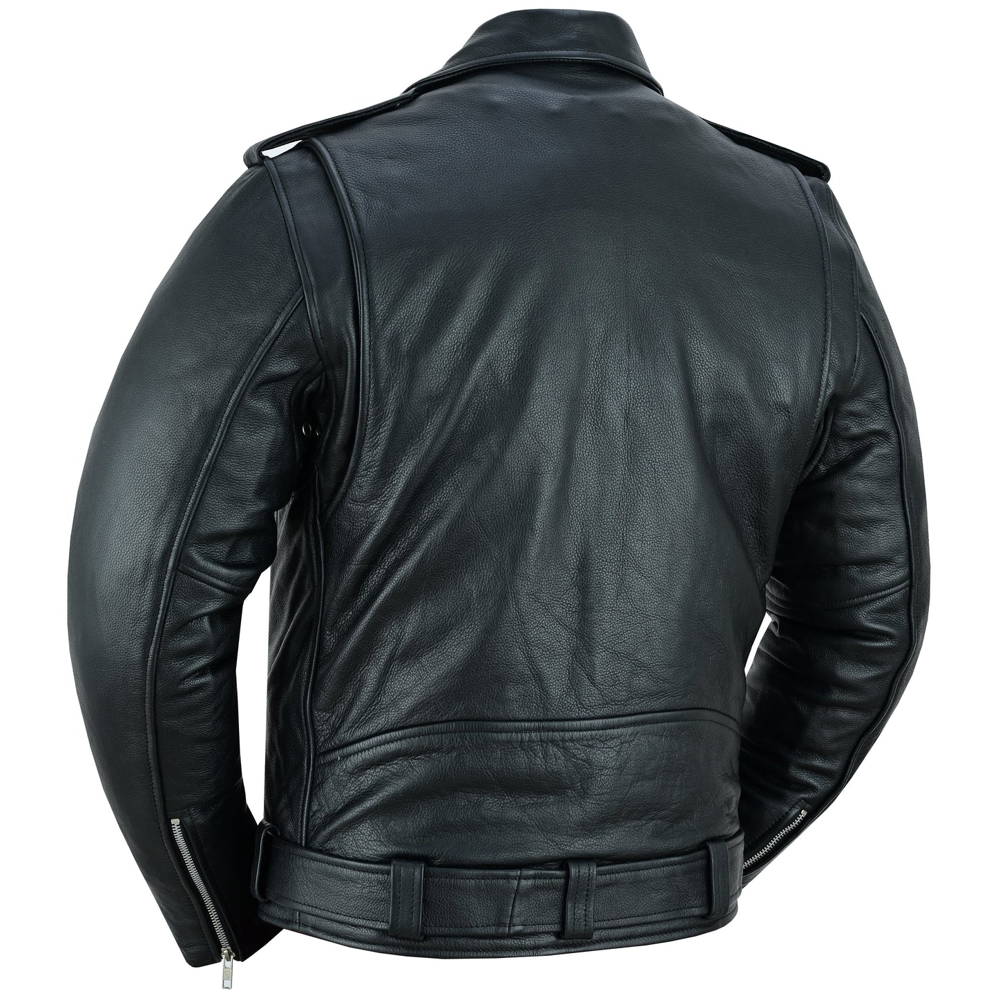 Rear Angle Men's Premium Classic Plain Side Police Style Jacket - Black