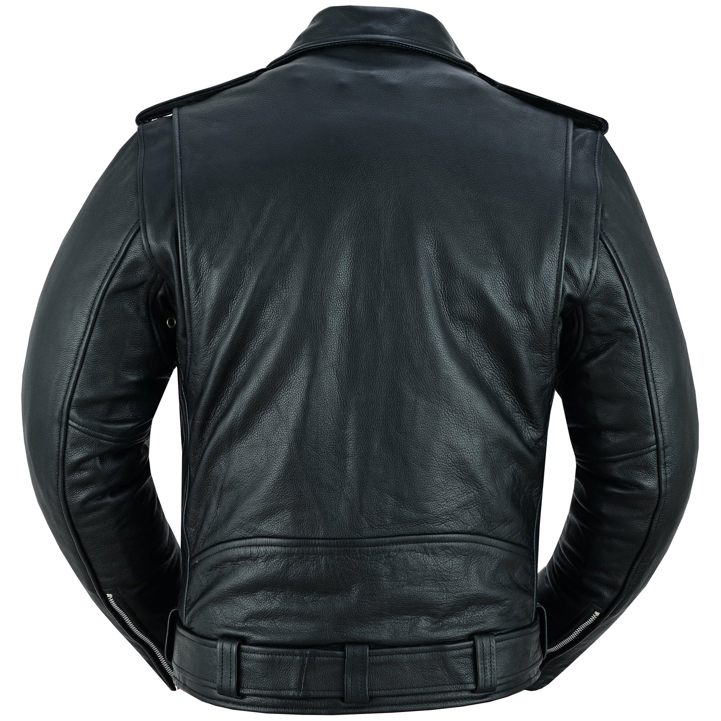 Back View Men's Premium Classic Plain Side Police Style Jacket - Black