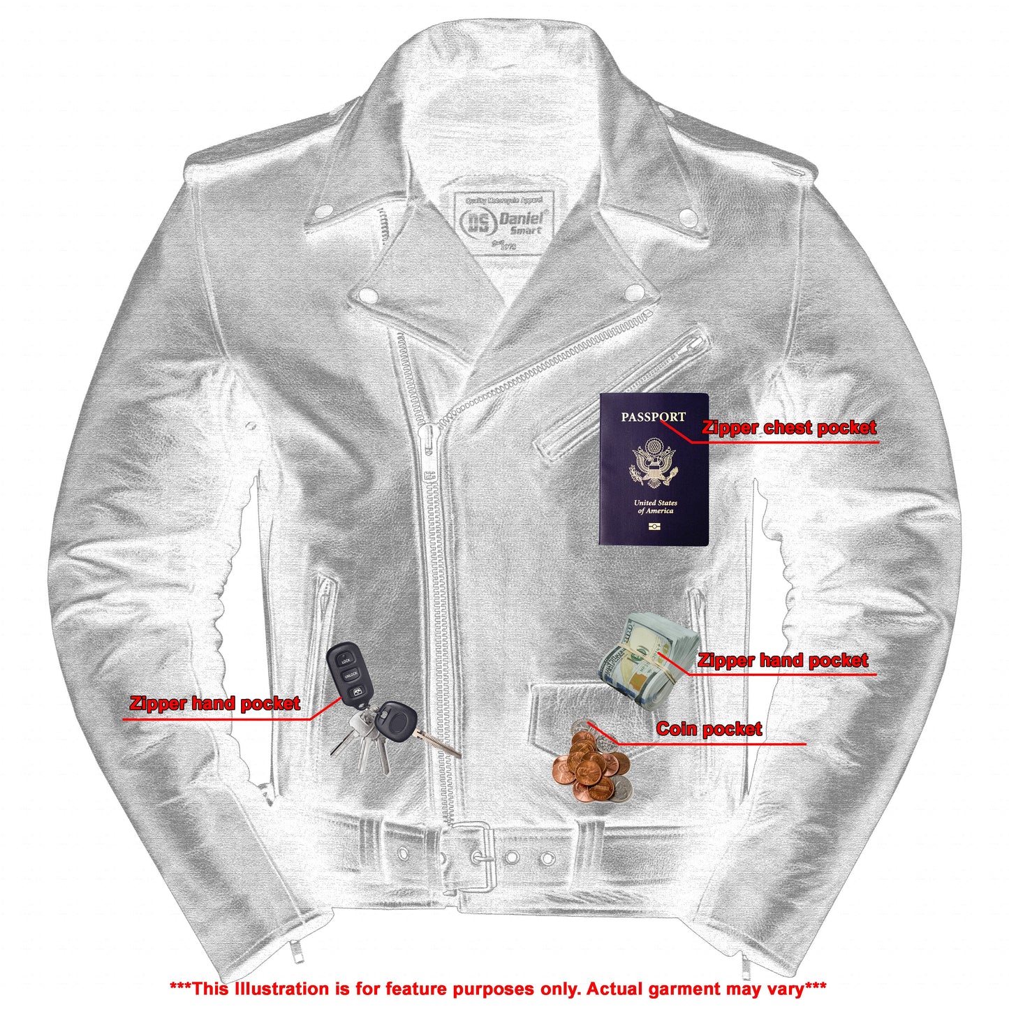 Xray View Men's Premium Classic Plain Side Police Style Jacket - Black