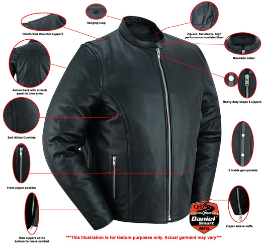 Infographic DS Men’s Classic Black Scooter Leather Jacket