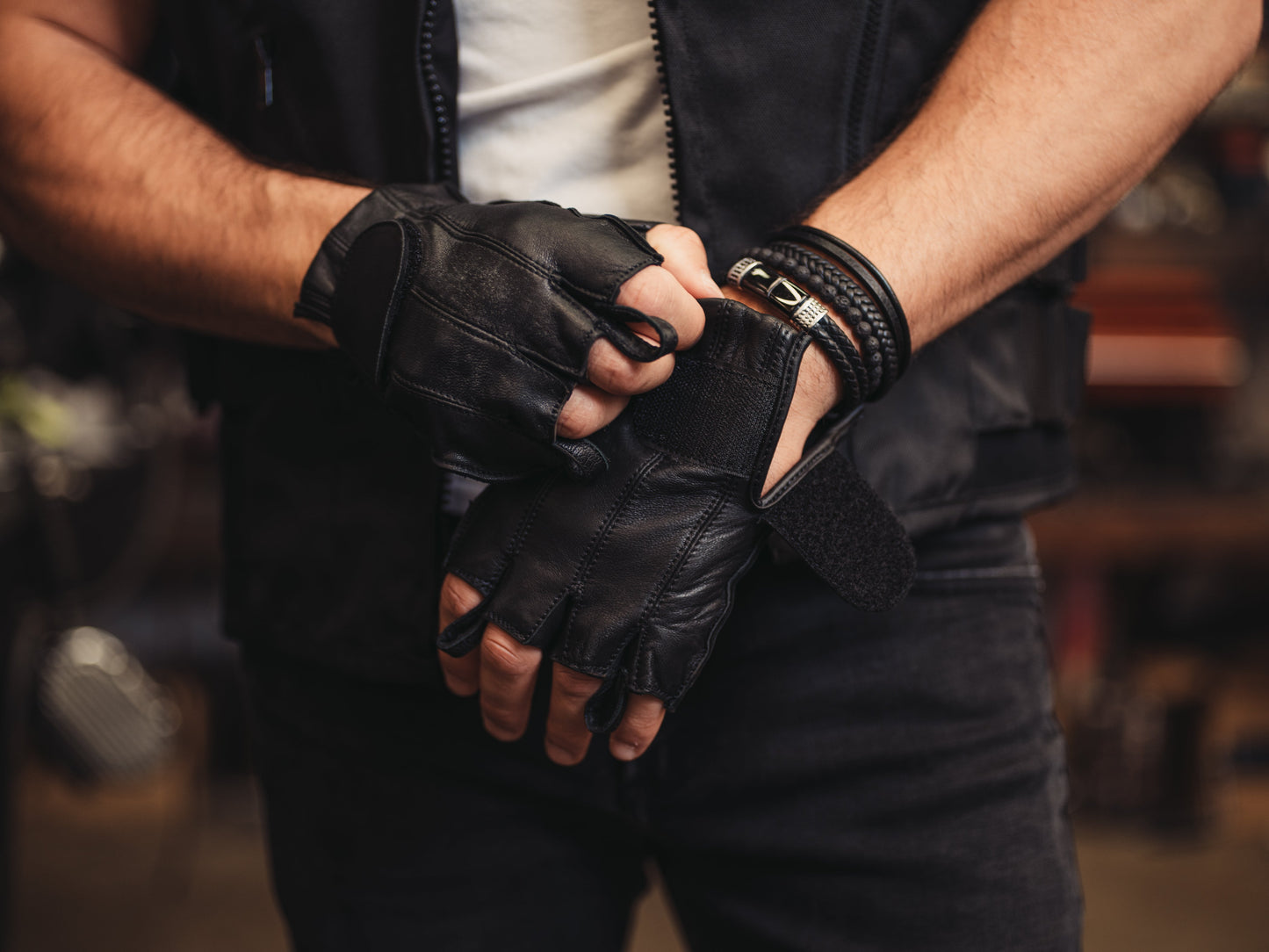 DS Men's Tough Deer Skin Fingerless Glove
