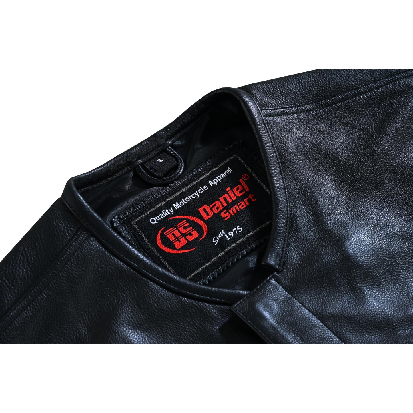 DS Men's Black Leather Motorcycle Vest with Upgraded Style