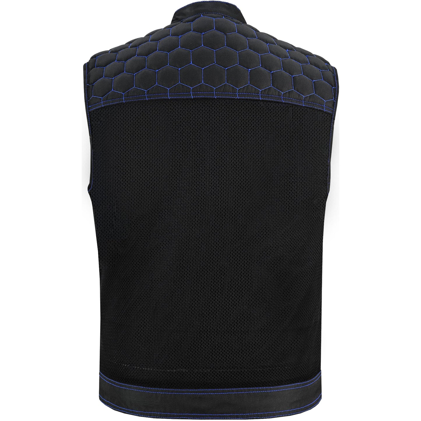Back View Blue Soul Men's Black Mesh Textile Vest with Blue Paisley Liner