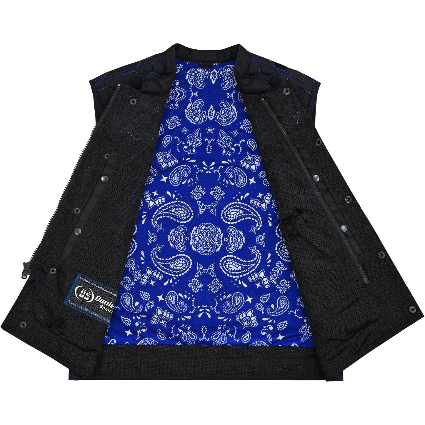Liner Blue Soul Men's Black Mesh Textile Vest with Blue Paisley Liner