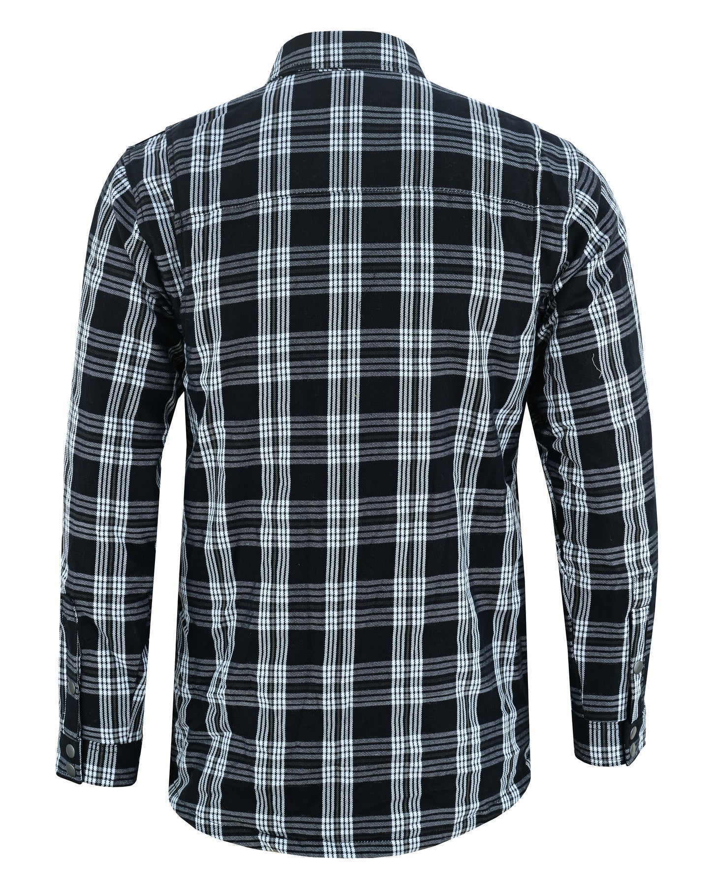 Rear View Checkered Champ Men's Black and White Armored Flannel Shirt