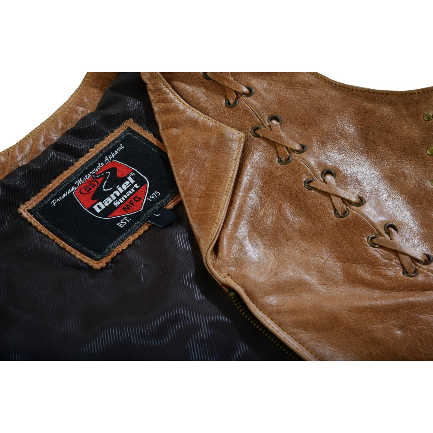 DS Women's Brown Zippered Vest with Lacing Details