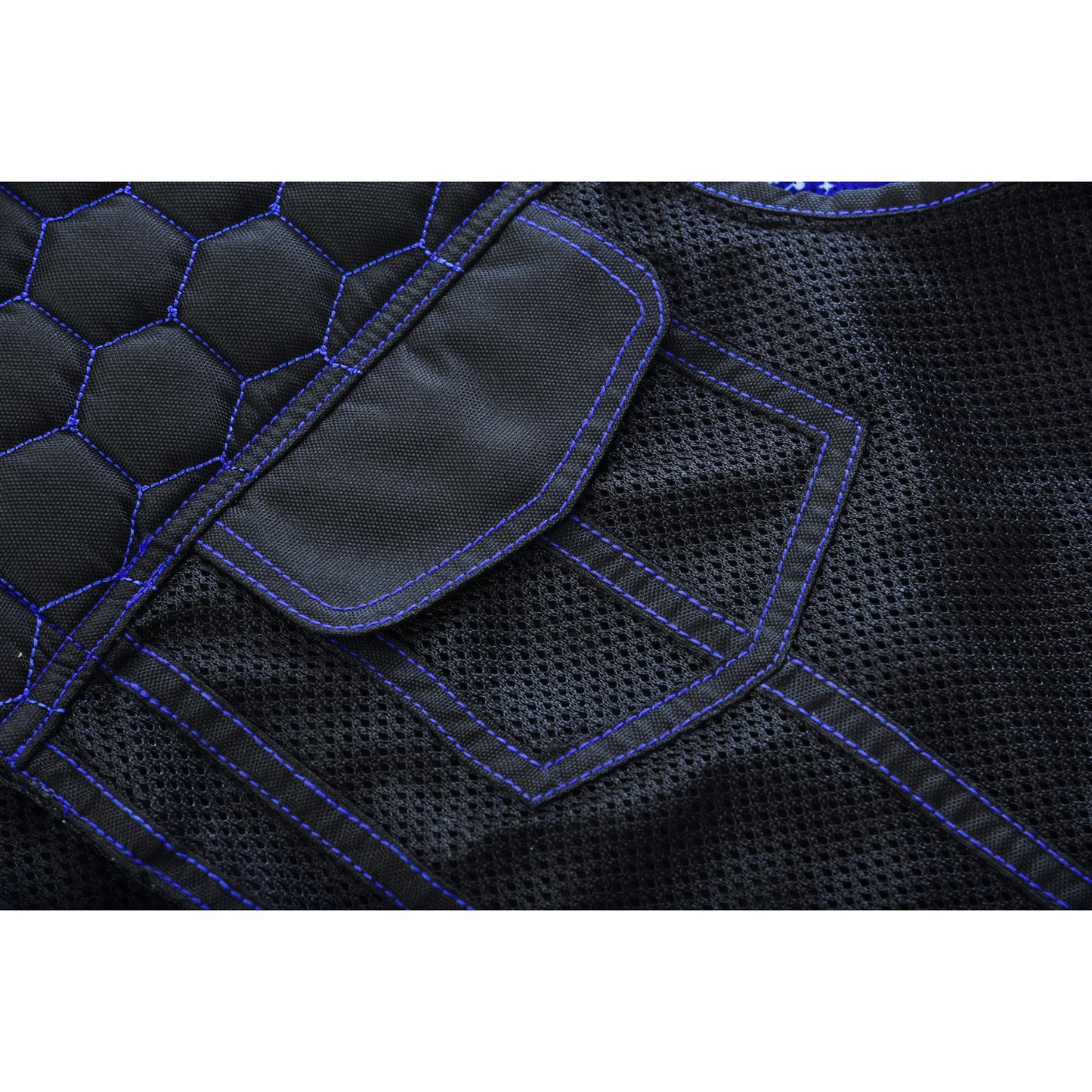 Front Pocket Blue Soul Men's Black Mesh Textile Vest with Blue Paisley Liner