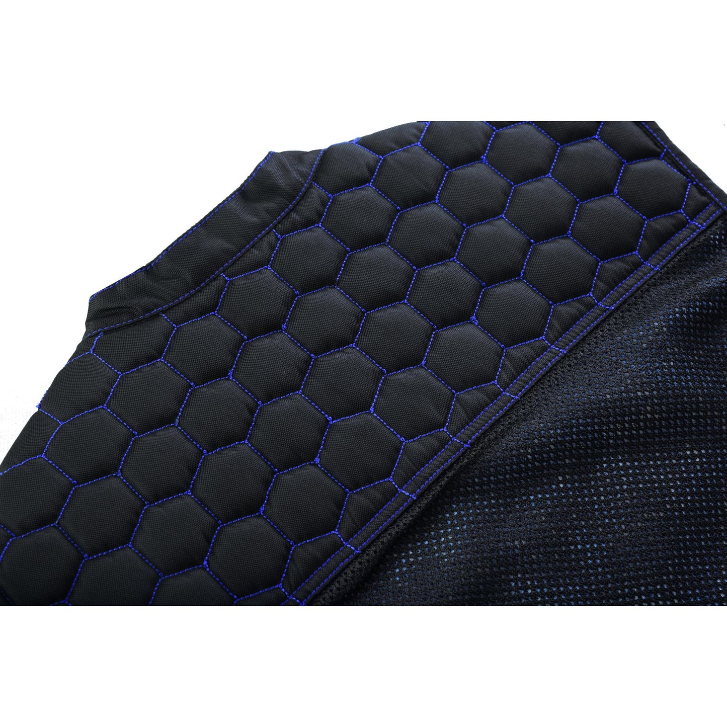 Back Collar Blue Soul Men's Black Mesh Textile Vest with Blue Paisley Liner