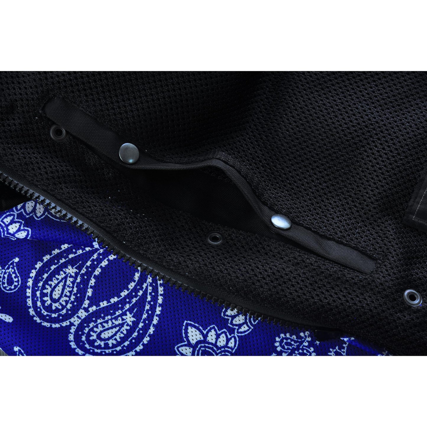 Pocket and Liner Blue Soul Men's Black Mesh Textile Vest with Blue Paisley Liner
