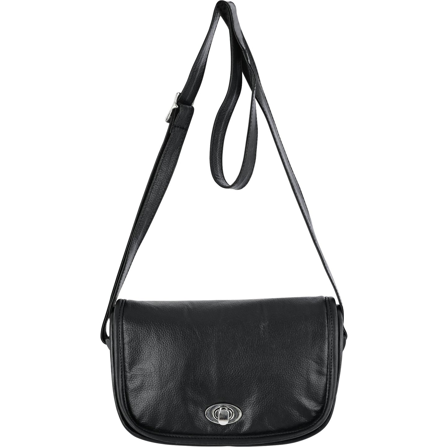 DS Women's Black Construction Leather Purse/Shoulder Bag