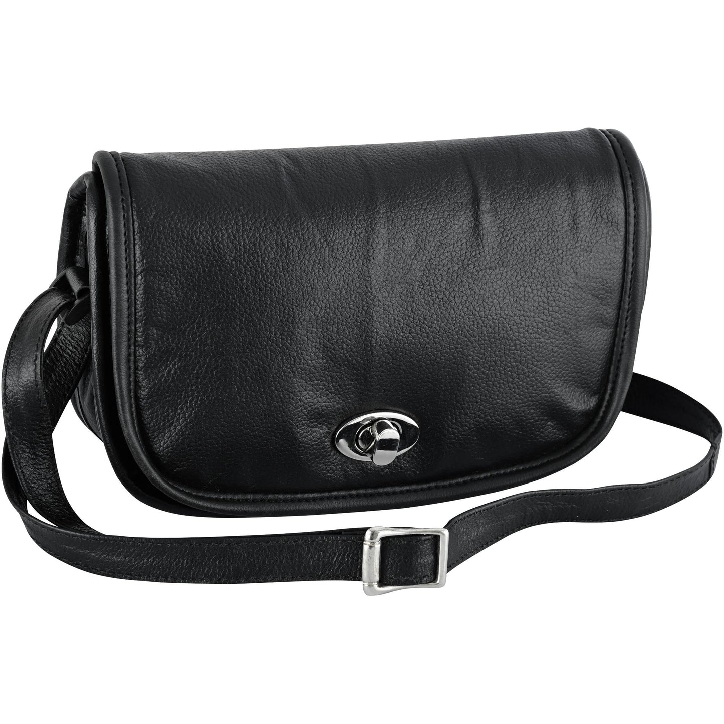 DS Women's Black Construction Leather Purse/Shoulder Bag