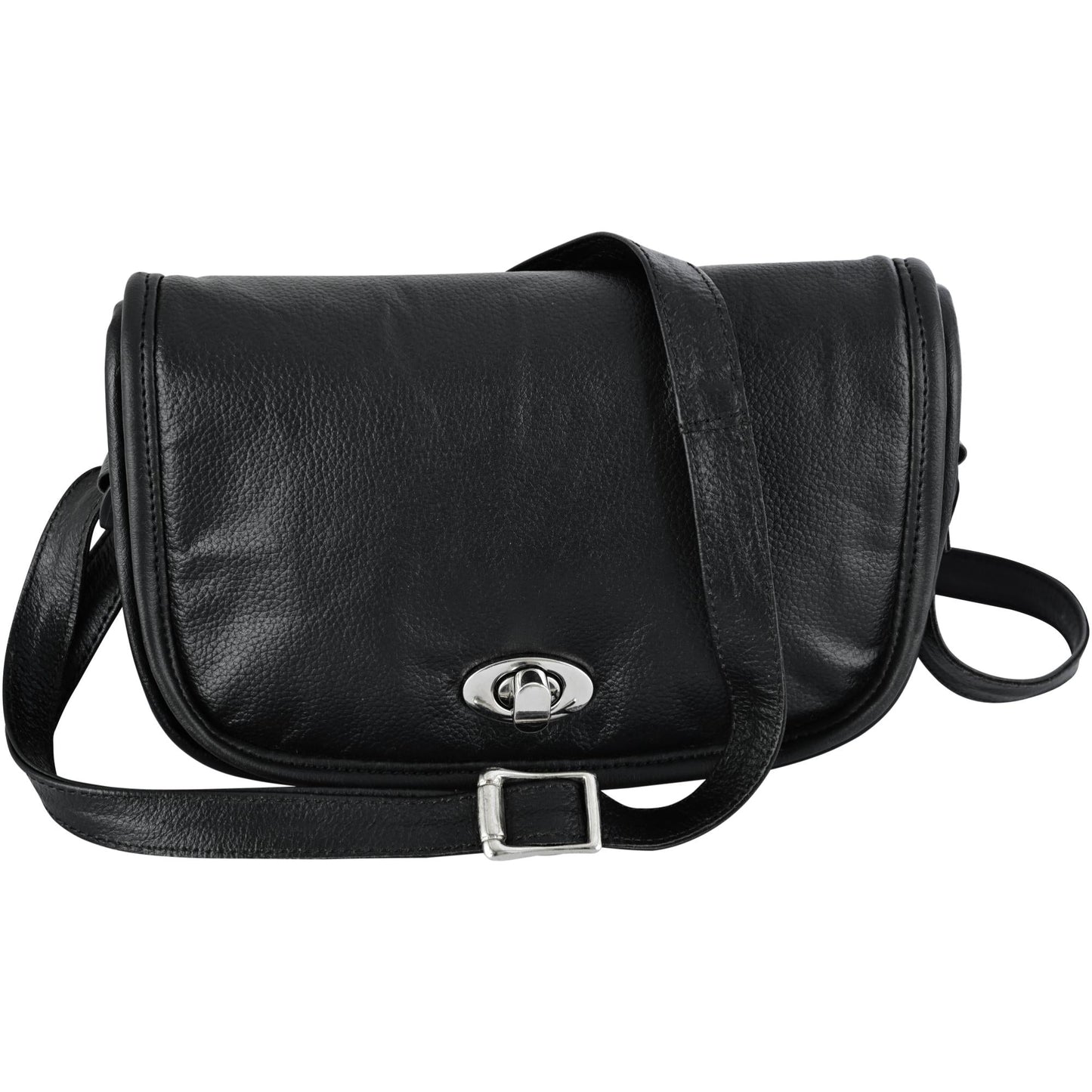 DS Women's Black Construction Leather Purse/Shoulder Bag