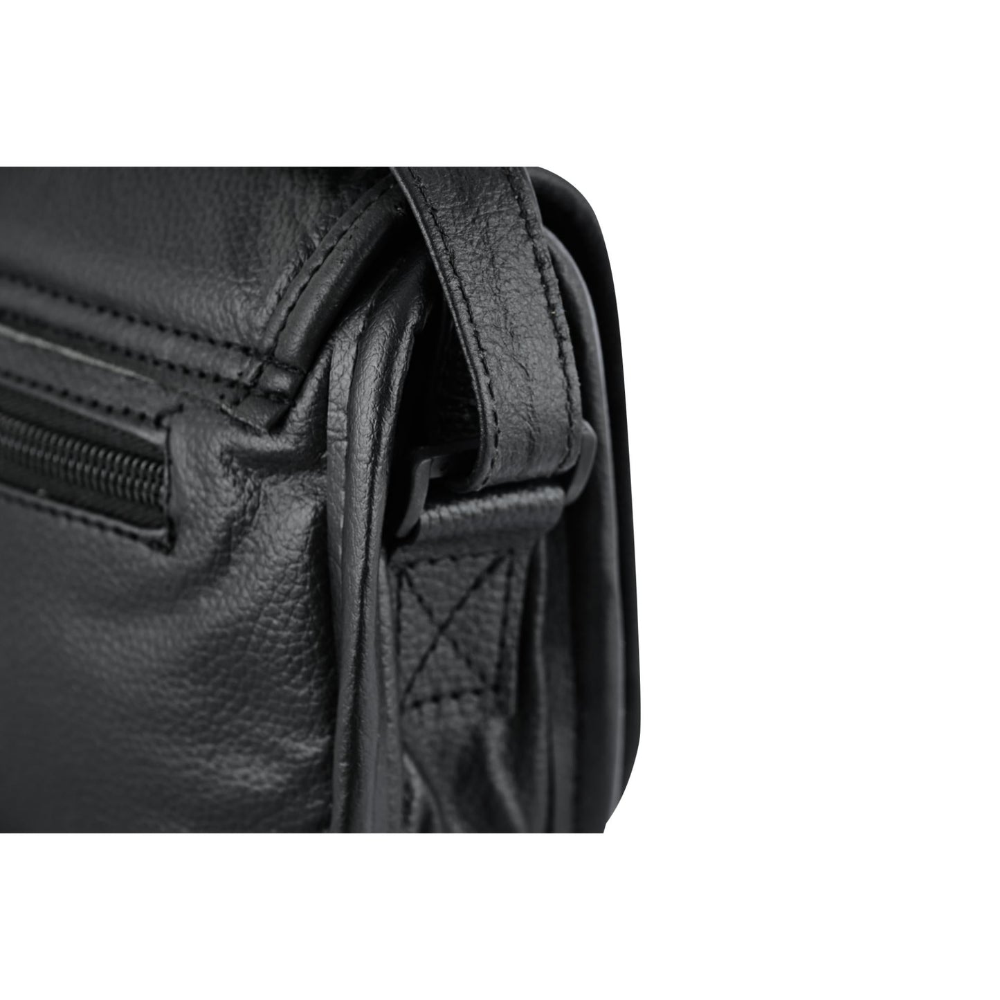 DS Women's Black Construction Leather Purse/Shoulder Bag