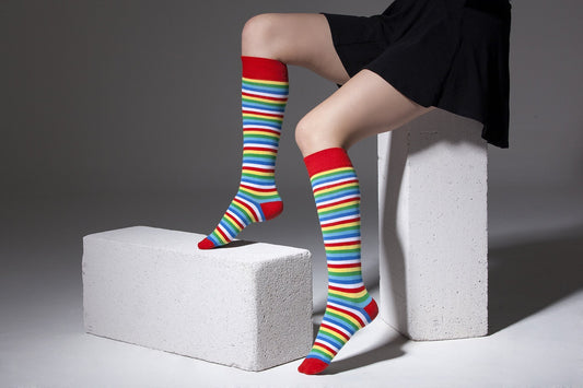 Women's Colorful Stripe Knee High Socks Set 5 Pack