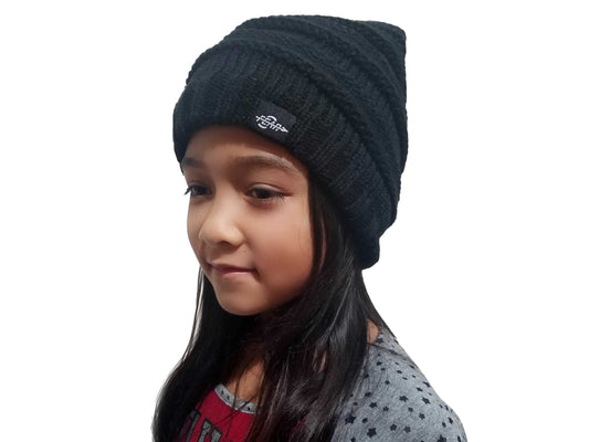 Plush Insulated Black Beanie Knitted All Weather Hats