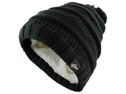 Plush Insulated Black Beanie Knitted All Weather Hats