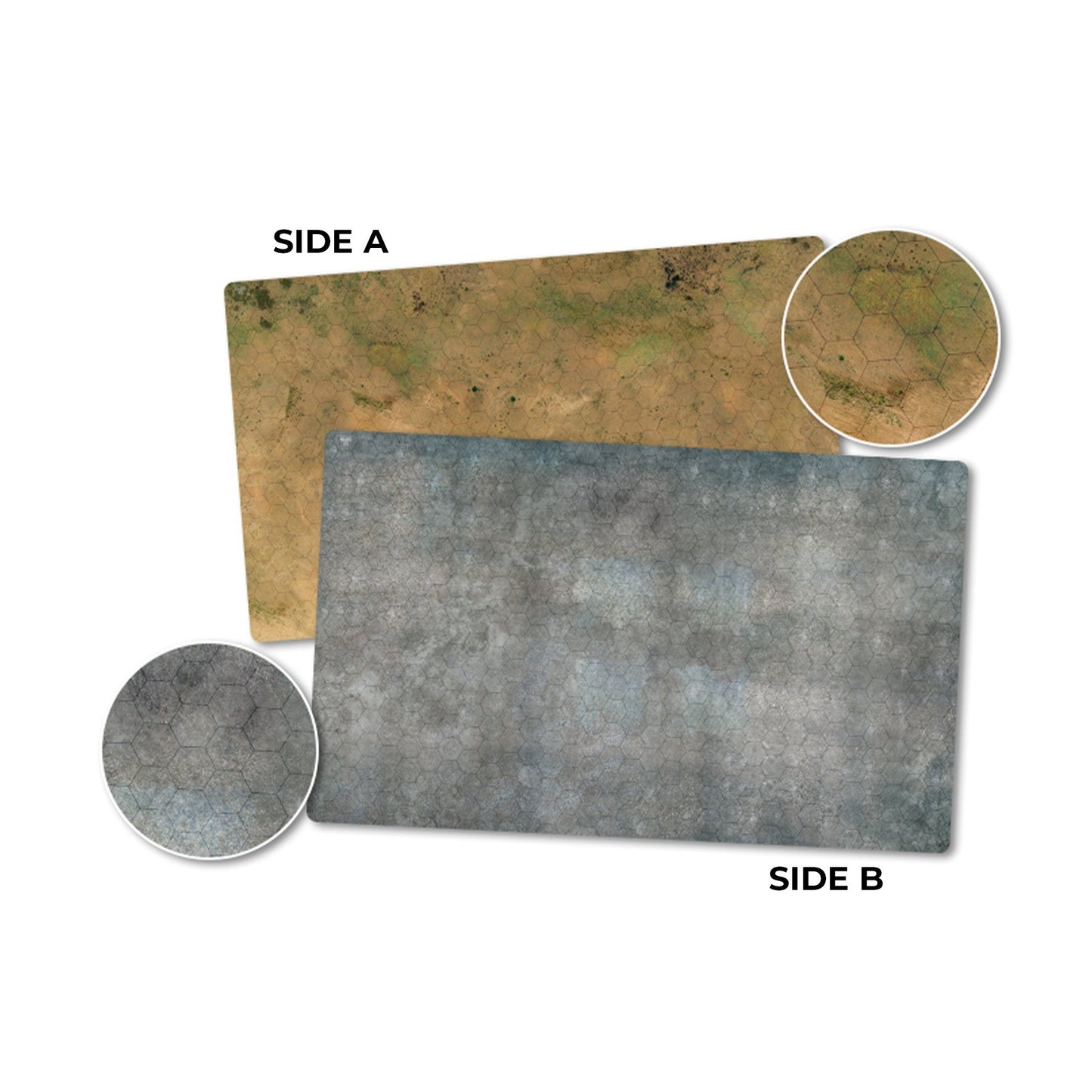 Two different game mats, one with a natural finish and the other with a textured surface, on a white background.