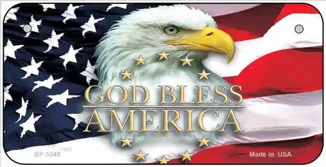 God Bless America American Eagle Bicycle License Plate