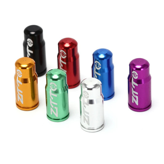 Set of colorful metal valve stem caps with ZTTO branding on a white background