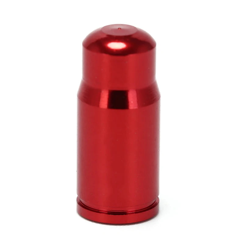 Red cylindrical valve cover on a white background