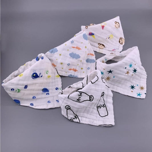 Modern 5PCS/Pack Cotton Baby Bibs 4 Lyers Girls Boys Triangle Feeding Burp Cloth Collar Scarf For Feeding