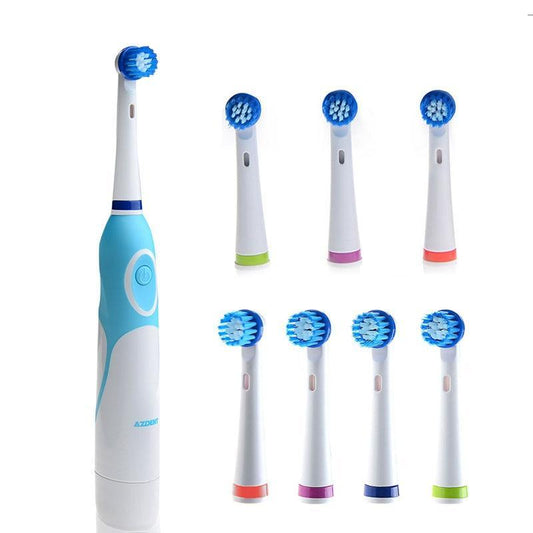 Modern Rotation Proffesional Electric Toothbrush with 4 & 8 Replacement Heads Deep Clean Battery Operated Tooth Brush Teeth Whitening Teethbrush For Adults