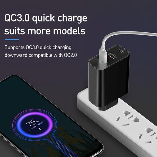3 Ports USB Fast Charger 60W Support Quick Charge Type-C PD Charger QC 4.0 3.0 Phone Charger