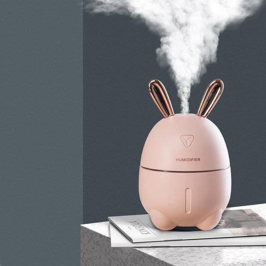 300ML Mini Air Humidifier Cute Rabbit USB Aroma Essential Oil Diffuser Colorful Night Light Car Office Mist Maker