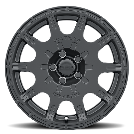 Black alloy wheel with 'Method' branding on a white background