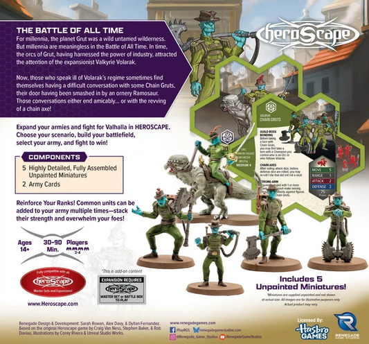 HeroScape game expansion pack with miniatures and game components on a white background