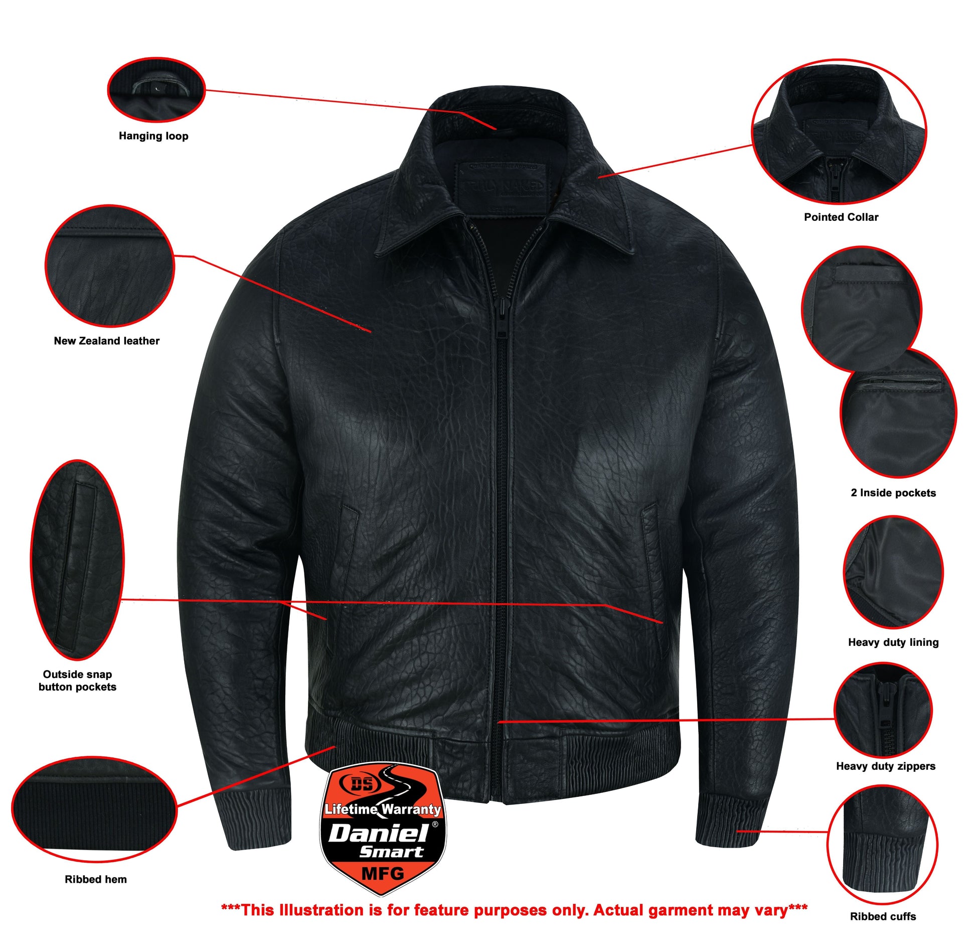 Infographic Traveler Men's Fashion Black Leather Jacket
