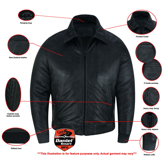 Infographic Traveler Men's Fashion Black Leather Jacket
