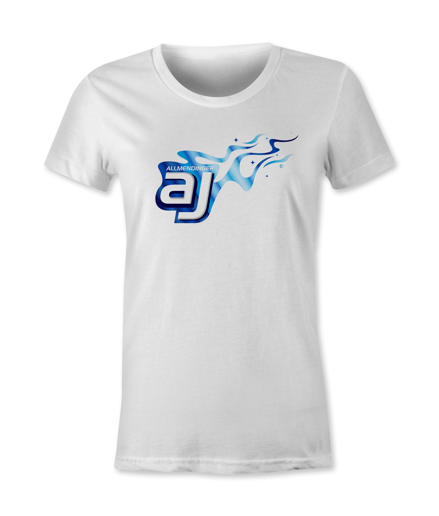 AJ Allmendinger - Women's Basic Tee Blue Flame Logo