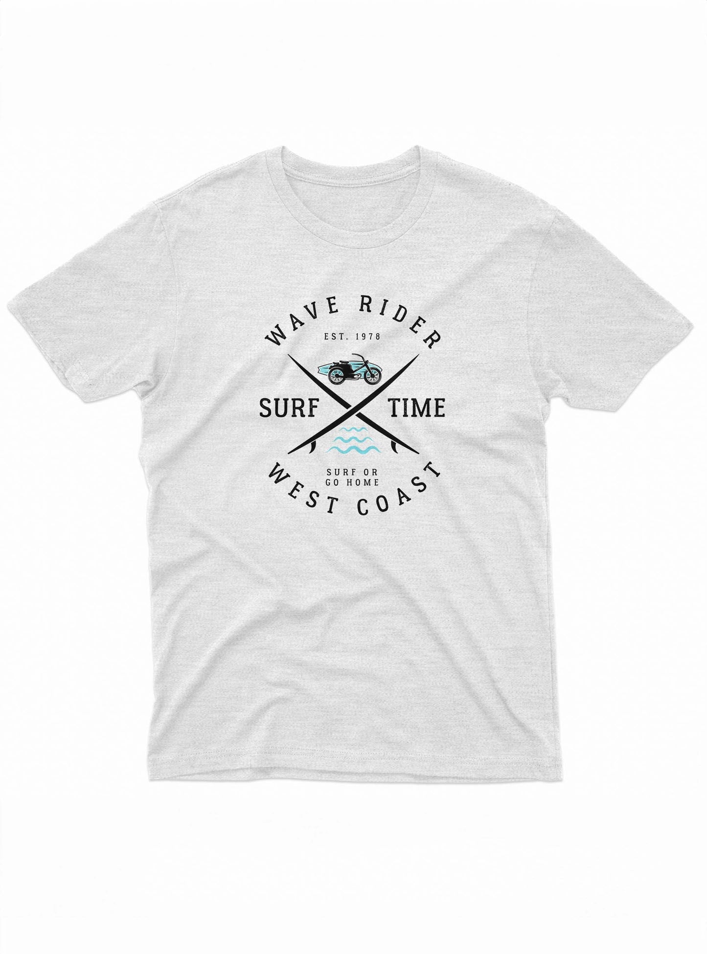 White t-shirt with black graphic design on a white background