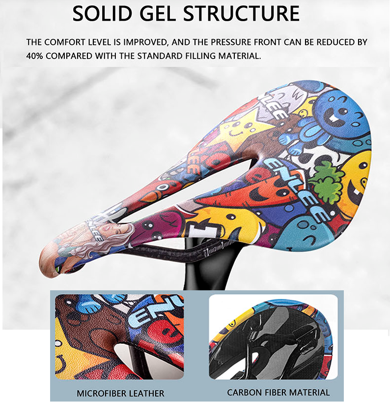 Solid Gel Structure Carbon Fiber Bike Saddle Shock Absorbing Saddle Seats
