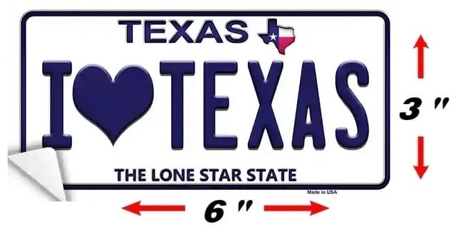 Size I Love Texas Novelty Sticker Decal