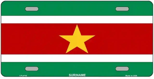Suriname Flag License Plate Style Sign